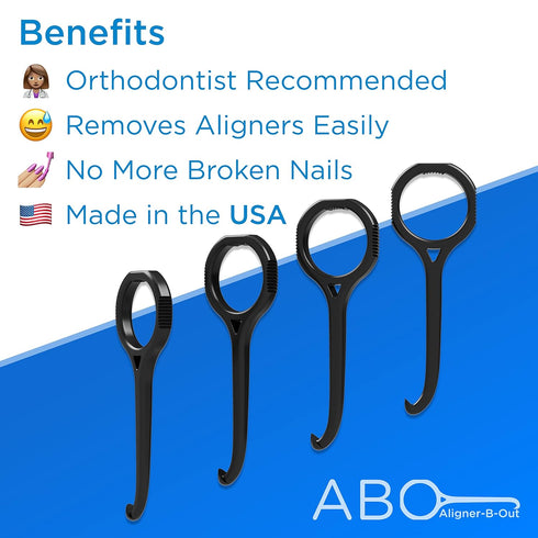 Aligner-B-Out v2 | Beautiful Black 4 Pack | Invisalign Remover Tool & Aligner Remover Tool For All Aligners & Removable Retainers | Orthodontist R...