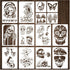14 Pieces Skull Stencils Reusable, Scary Skeleton Stencils Fire Template Skull Flame Stencils Stencils for Painting on Wood, Wall, Canvas, Scrapbo...