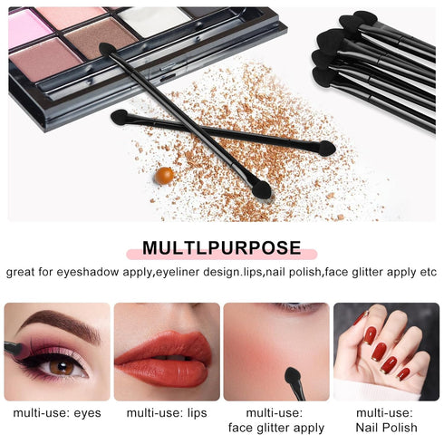30 PCS Professional Disposable Dual Side Sponge Eyeshadow Brush, Double Head Eye shadow Brushes Makeup Applicator Cosmetic Tools(Length: 12 cm, Ro...