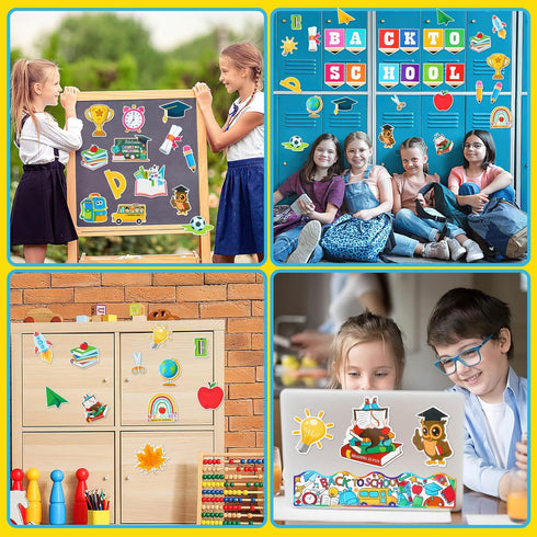 JUNEBRUSHS 56Pcs Classroom Bulletin Board Decorations Set, BACK to SCHOOL Cutouts with Border Trims for School Classroom Door Home Wall Decoration...