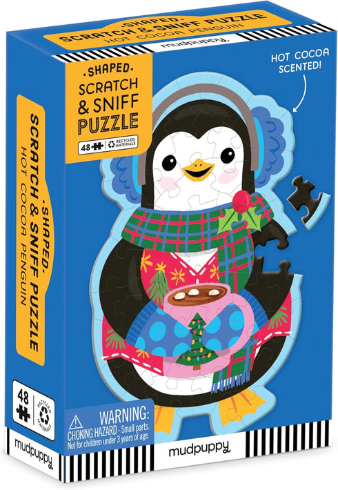 Mudpuppy Hot Cocoa Penguin – 48 Piece Mini Scratch & Sniff Puzzle with Colorful and Fun Illustrations of A Cozy Winter Penguin and Scented Puzzle ...