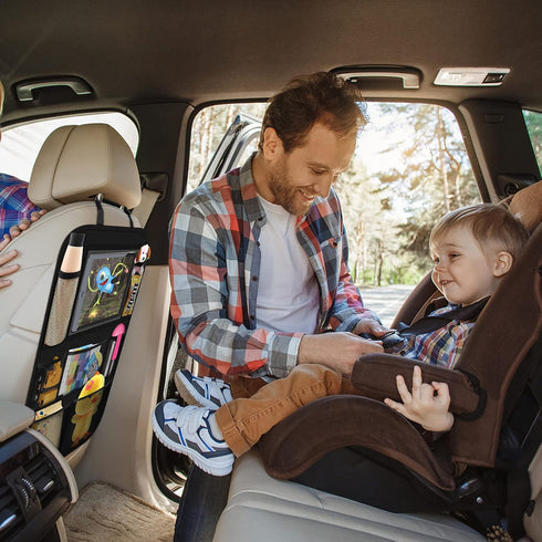 ONE PIX Backseat Car Organizer Mats Back Seat Organizers and Storage Bag with Touch Screen Tablet Holder for Kids Toddlers Car Seats, Travel Acces...