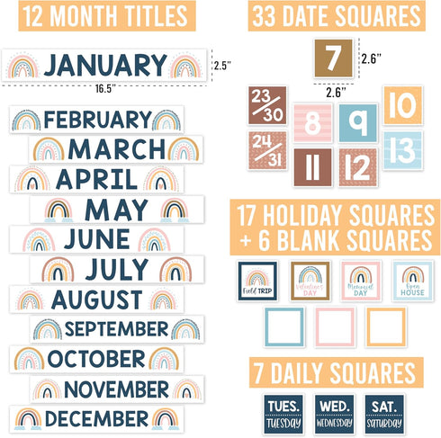 Hadley Designs Boho Calendar For Classroom Elementary Classroom Must Haves - Classroom Calendar Set Bulletin Board Sets For Teachers, Bulletin Boa...