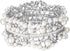 EVER FAITH White Rhinestone Crystal Wedding Jewelry Simulated Pearl Flower Bridal Stretch Bracelet for Women Bride Clear Silver-Tone...