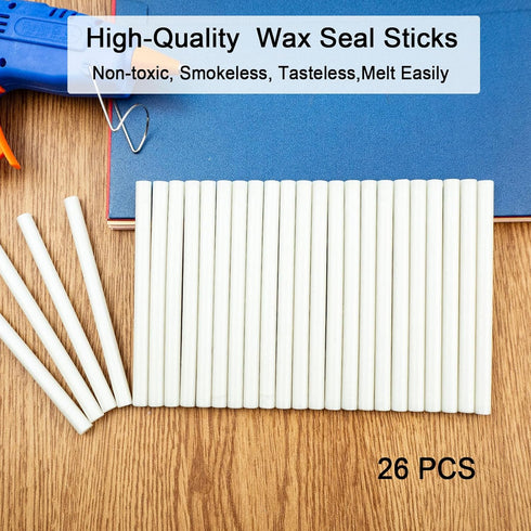 Wax Seal Stick, Zifospy 26 Pieces Mini Glue Gun Wax Seal Sticks,for Letter Greeting Cards Wine Sealing Crafts Making Wedding and Party Invitations...