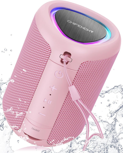 Portable Bluetooth Speaker with Lights,Powerful Crystal Clear Sound,IPX5 Waterproof,All Day Playtime,AUX&TF-Card Input,Bluetooth 5.3,TWS Paring,Sm...