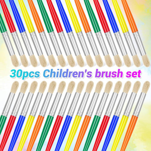 30Pcs Paint Brushes, Anezus Round Paint Brushes for Kids Classroom Toddlers Paint Brush Set for Touch Up Preschool Daycare Washable Acrylic Paint ...
