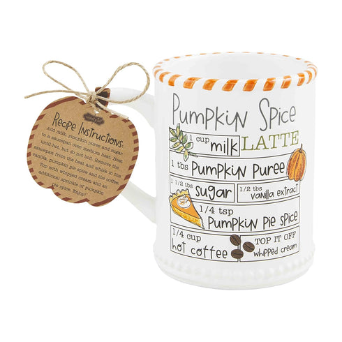 Mud Pie Thanksgiving Fall Recipe Mug, Pumpkin Spice Latte 14 ounces...