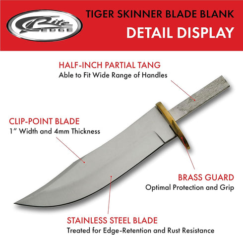 SZCO Supplies Tiger Skinner Blade Blank Knife, brass,6.5 inch...