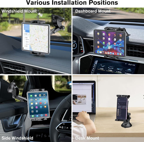OHLPRO Tablet Holder for Car Dashboard Suction Cup, iPad Car Mount for all 5"-13" Galaxy Tab Kindle Fire iPhone Switch, Tablet Mount for Trucks, S...