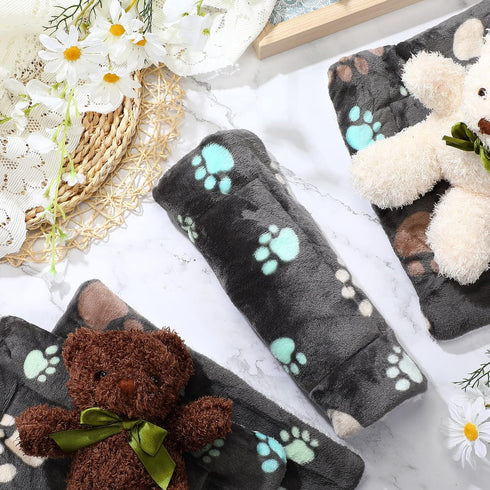 4 Pack Ultra Soft Dog Cat Bed Mat with Cute Prints Reversible Fleece Dog Crate Kennel Pad Cozy Washable Thickened Hamster Guinea Pig Bed Pet Bed M...