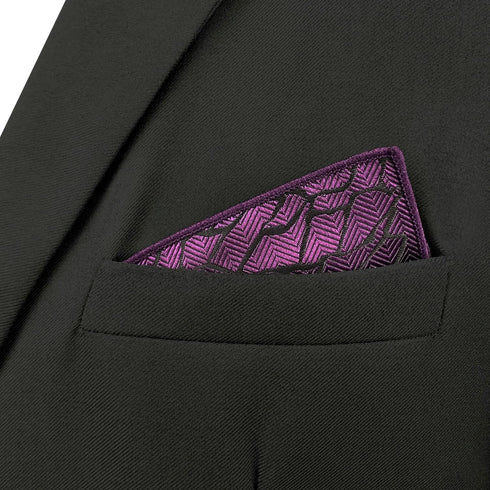 S&W SHLAX&WING Mens Pocket Squares Purple with Dark Fringe Groom's Accessories...