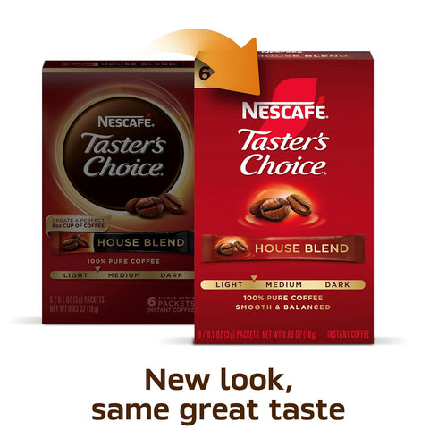 NESCAFÉ Taster's Choice, Instant Coffee Packets, Light Medium Roast Coffee, House Blend, 12 Boxes (72 Packets)...