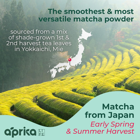 AprikaLife Organic Matcha Powder, USDA & JAS Certified, No Sugar Added, Authentic Japanese Cafe Grade Matcha Green Tea Powder Perfect for Matcha L...