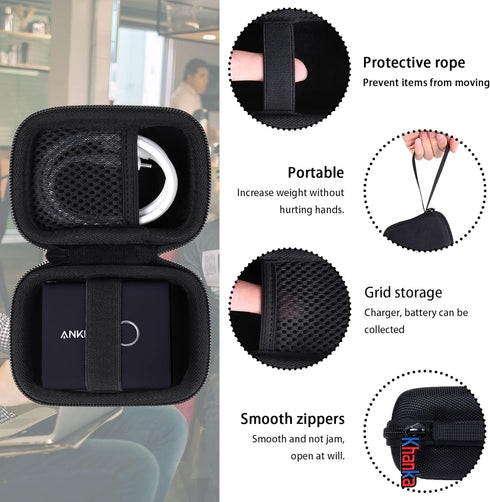 khanka Hard Case Replacement for Anker 45W Wall Charger 5,000mAh 20W Portable Charger, 521 Power Bank (PowerCore Fusion), Case Only (Black)......