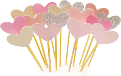 Cupcake Toppers 30Pcs Set, GUCUJI Funny Pink Heart DIY Glitter Mini Birthday Cake Snack Decorations Picks Suppliers Party Accessories for Wedding ...