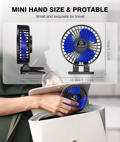 JZCreater USB Desk Fan, Mini Fan Portable, 3 Speeds Desktop Table Cooling Fan, Plug in Power Fan, Rotation Strong Wind, Quiet Personal Small Fan f...