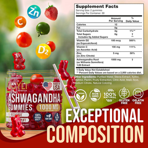 Ashwagandha Gummies for Women & Men - Natural Calm Gummies with Ashwagandha Root Extract Vitamin C Zinc - Ashwagandha Herbal Supplement for Sleep ...