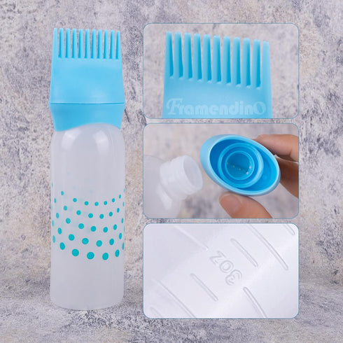 Framendino, 1 Pack Blue Hair Oil Applicator Bottle Root Comb Applicator Bottles for Hair Care...