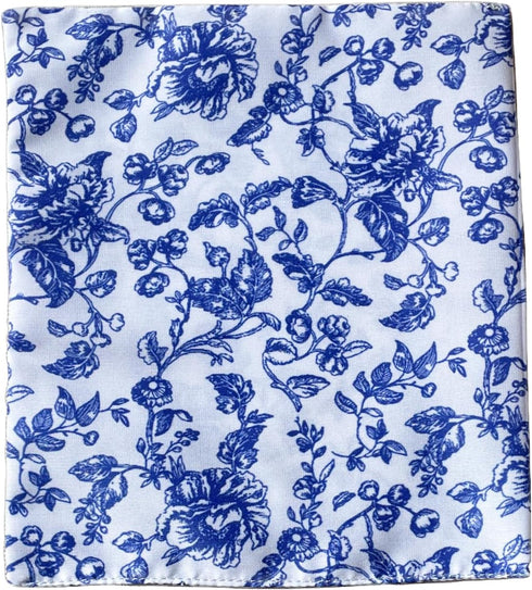 Dollhouse Bedding, 5 Piece Set with Comforter & Pillows, Blanket, Realistic Bedroom Accessories for 6 inch Dolls, 1/12 Scale, Blue Flowers and Whi...
