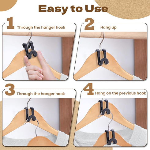 Mlici Clothes Hanger Connectors - 60 Pcs Multi-Level Cascading Hooks, Heavy Duty Plastic Mini Hooks for Space Saver Closet Organizer, Black...
