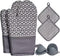 Oven Mitts and Pot Holders Sets 6pcs, Thick Cotton Oven Gloves High Heat Resistant 500?with Extra Long Oven Mitts and Hot Pads Potholders with Non...