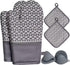Oven Mitts and Pot Holders Sets 6pcs, Thick Cotton Oven Gloves High Heat Resistant 500?with Extra Long Oven Mitts and Hot Pads Potholders with Non...