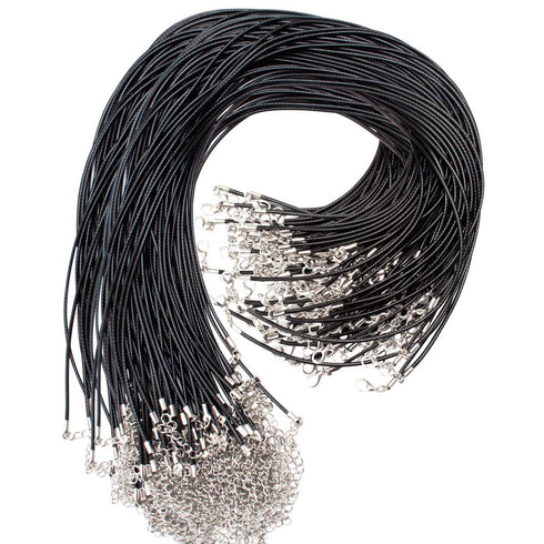 100 Pcs 2.0mm Black Necklace Cord with Lobster Claw Clasp for DIY Jewelry Making, 18 inches...