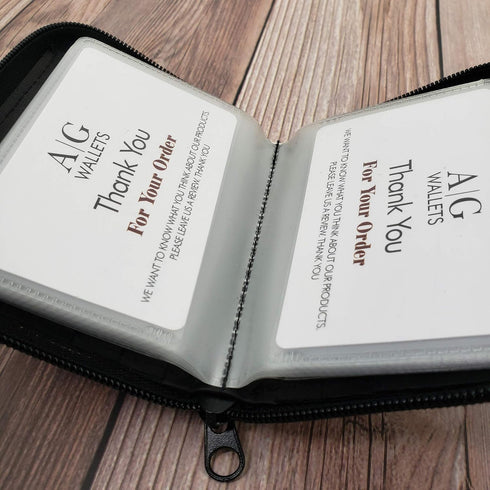Mens Zip Around Leather Wallet with Inserts (Black)...