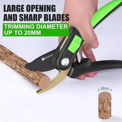 8" Bypass Pruning Shears Gardening Scissors Pruners Tools for Plants with Sharp SK5 Blade?Opening Cuts 3/4" (20mm?...