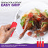 3 Piece Super Easy Grip Red Flatware Set - Bendable Built Up Large Fork, Knife, and Spoon - Red...
