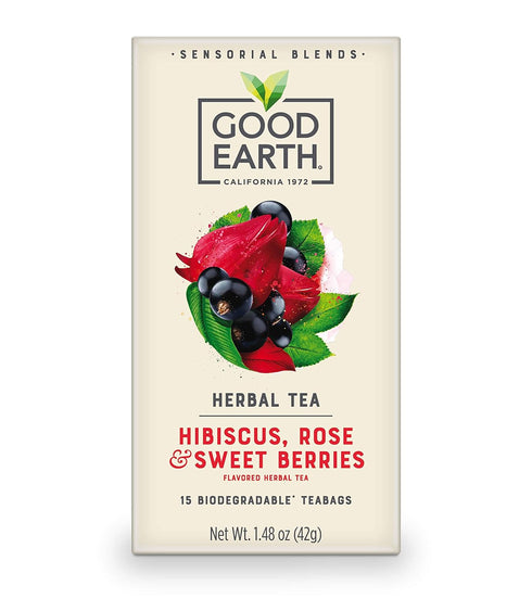 Good Earth Sensorials Hibiscus, Rose & Sweet Berries Herbal Tea 15 ct Box...