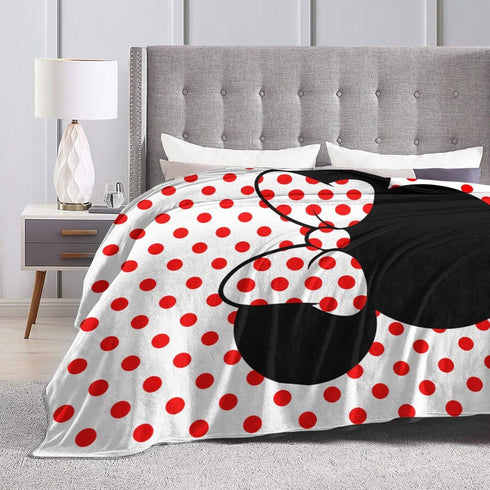Cute Bow and Polka Dot Blanket Air Conditioner Blanket Lightweight Nap Flannel Blanket Soft for Sofa Bed Living Room Suitable for All Seasons 50"x...