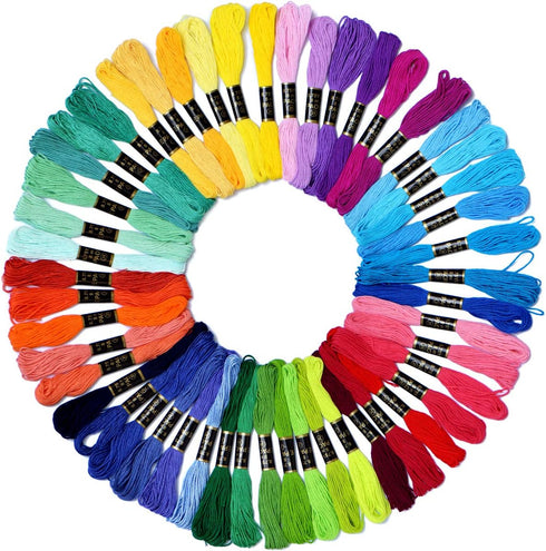 Friendship Bracelet String 50 Skeins Fashionable Rainbow Color Embroidery Floss Cross Stitch Embroidery Thread Cotton Floss Bracelet Yarn, Craft F...