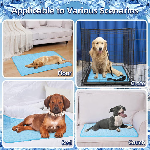 Dog Cooling Mat, Ice Silk Dog Cooling Mat, Washable & Portable Dog Cooling Pad, Safe & Non-Toxic Cooling Pad for Dog Cat, Cooling Dog Mat for Couc...