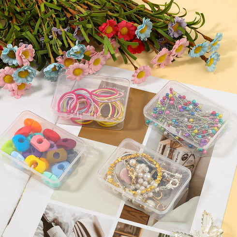 6 PCS Mini Clear Plastic Storage Containers Box Case with Lids Clear Rectangle Box Small Clear Container for Small Items and Other Craft Projects,...