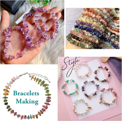 Topwon Gemstone Beads for Jewelry Making Kit 750 Pcs Natural Crystal Irregular Chips Stone Beads DIY Necklace Bracelet Making Gift Set...