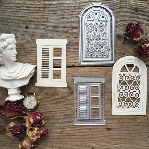 Door Window Cutting Die Cuts, DIY Crafts Template Door Window Scrapbook Cards Cutting Dies Cut Stencils for DIY Embossing Card Making Decorative P...