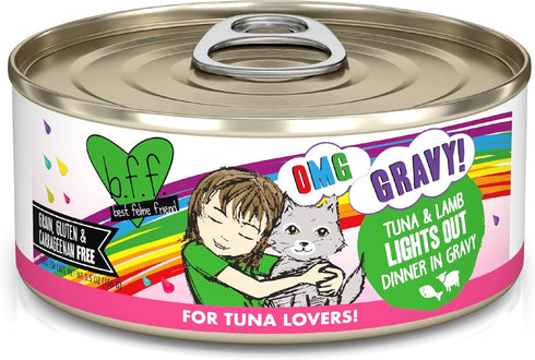 B.F.F. OMG - Best Feline Friend Oh My Gravy!, Tuna & Lamb Lights Out with Tuna & Lamb, 5.5oz Can (Pack of 8)...