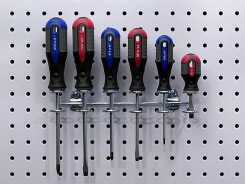 Triton Products Multi-Ring Tool Holder Pegboard Hook, 9 Inch, Silver, 2 Count...