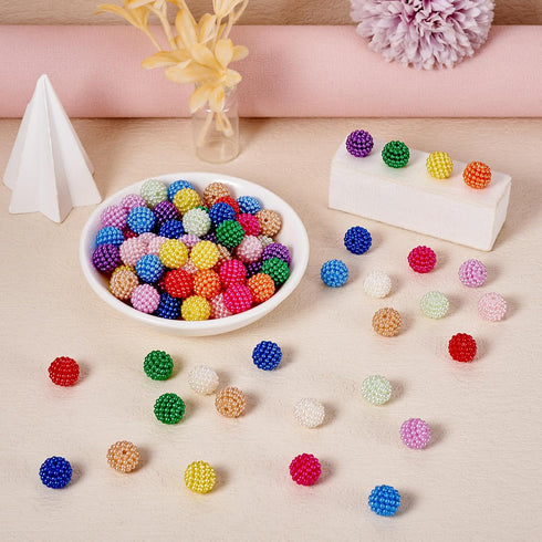Beadthoven 195Pcs 12mm Mermaid Beads Plastic Red Bayberry Beads Mixed Color Round Chunky Bubblegum Beads Bulk Loose Spacer Beads Bubble Beads for ...