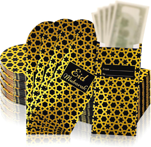 48 Pcs Eid Mubarak Money Envelopes for Cash Gifts Eid Money Envelopes with Gold Foil Printing Design Ramadan Lucky Cash Currency Gift Card Holders...