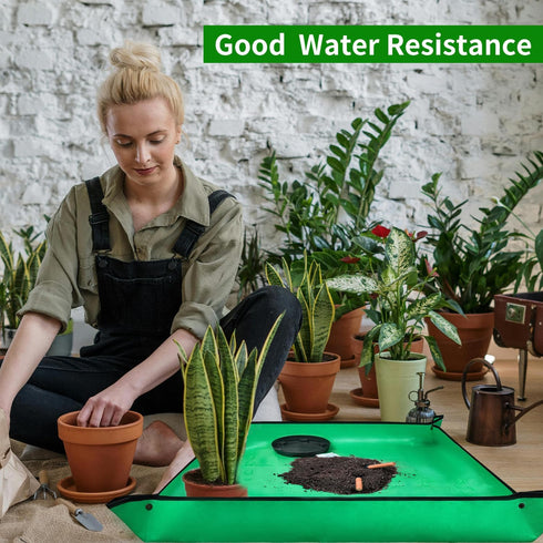 JJGoo Repotting Mat for Indoor Plant Transplanting, 39.5" X 39.5" Large Potting Mat Portable Gardening Mat Soil Mat, Thickened PE Waterproof Succu...