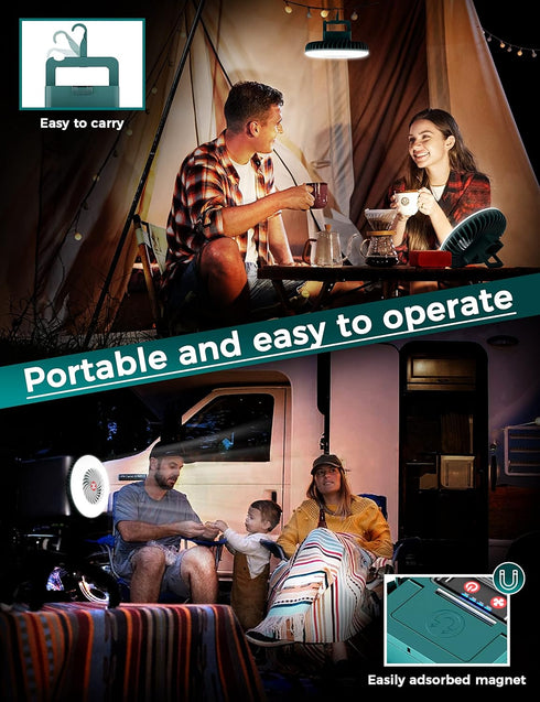 Camping Fans for Tents, Hiking Camping Gear Essentials, Battery Operated Fan for Camping, USB Rechargeable with Magnetic and Hook, ??-?? LED campi...