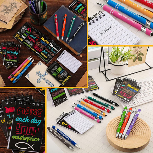Pcs Christian Gifts Set Bulk Bible Verse Pens Christian Notebooks Christian Scripture Ballpoint Pens Bible Quote Notepads Cute Religious Notebooks...