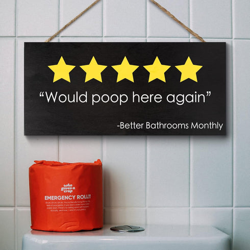 JennyGems Funny Bathroom Decor, Would Poop Here Again Bathroom Sign Funny Decorations, Wall Hanging...