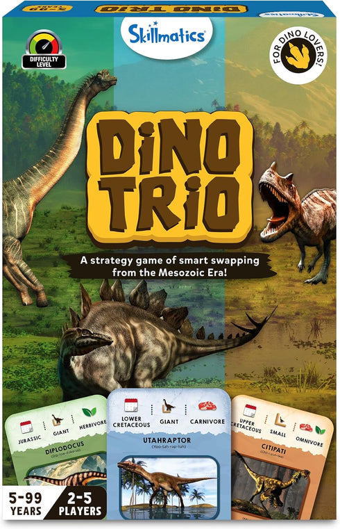 Skillmatics Card Game - Dino Trio, A Smart Swapping Dinosaur Themed Strategy Game for Kids, Teens & Adults...