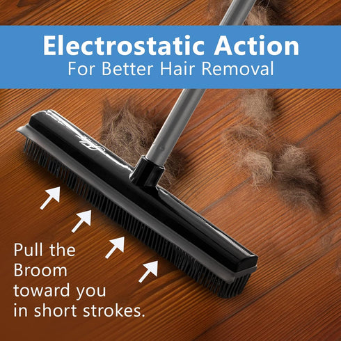 Fuller Brush Rubber Broom Head – for Carpets Floors Stairs Upholstery – Electrostatic Action Removes Pet Hair Lint Fuzz Dirt Particles – Built-in ...