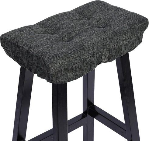 baibu Stool Cushion Rectangular, Super Soft Bar Stool Cushion Saddle Stool Pad with Ties - 1 Pad Only (Gray-Black, 18x9.5x1.5in)...