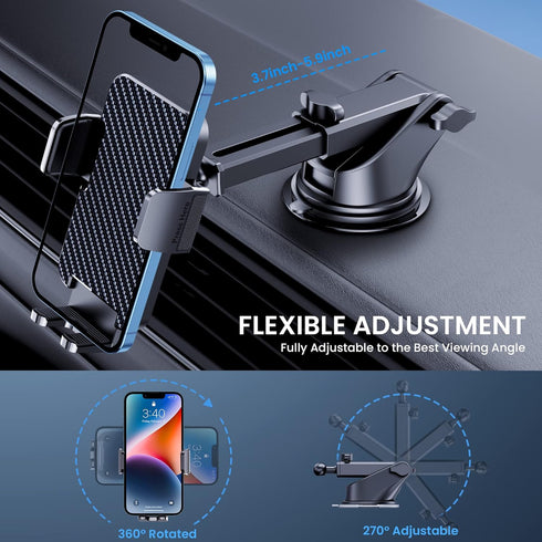Car Phone Holder Mount Phone Mount for Car Dashboard Windshield Air Vent Universal Cell Phone Automobile Cradles Hands-Free Phone Stand for Car Fi...
